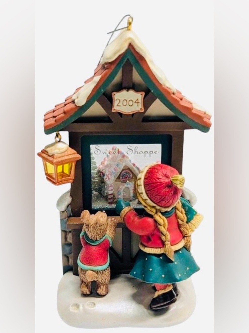 2004 Christmas Window Hallmark Sweet Shoppe Ornament in Red, Green and Gold